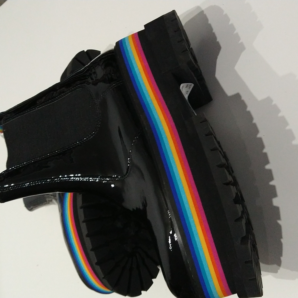 Kurt Geiger London Birdie Chelsea Chunky Lug Sole Rainbow Platform Combat Boots - Picture 4 of 6